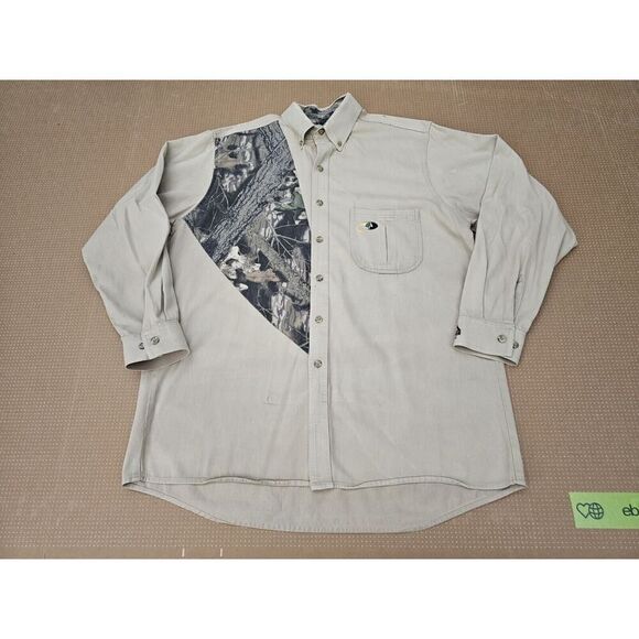 Mossy Oak Button Down Hunting Shirt Beige Men's Size Large Long Sleeve - Picture 5 of 16